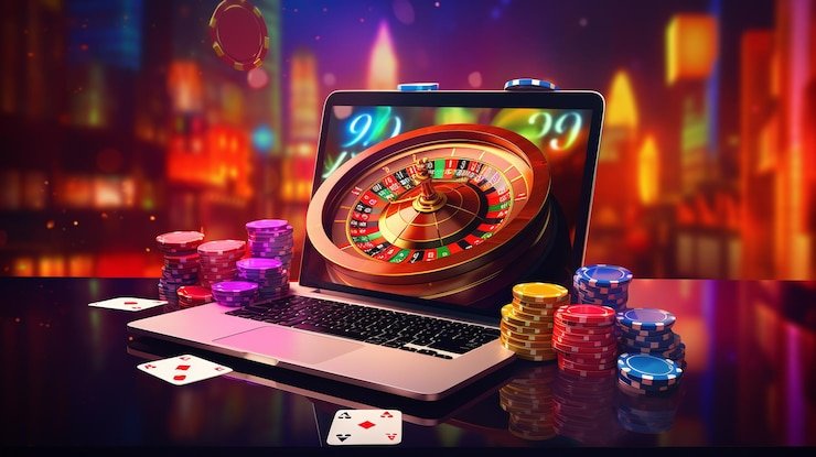 Ilustrasi keamanan digital dengan simbol kunci dan fitur keamanan tingkat tinggi pada aplikasi hiburan online